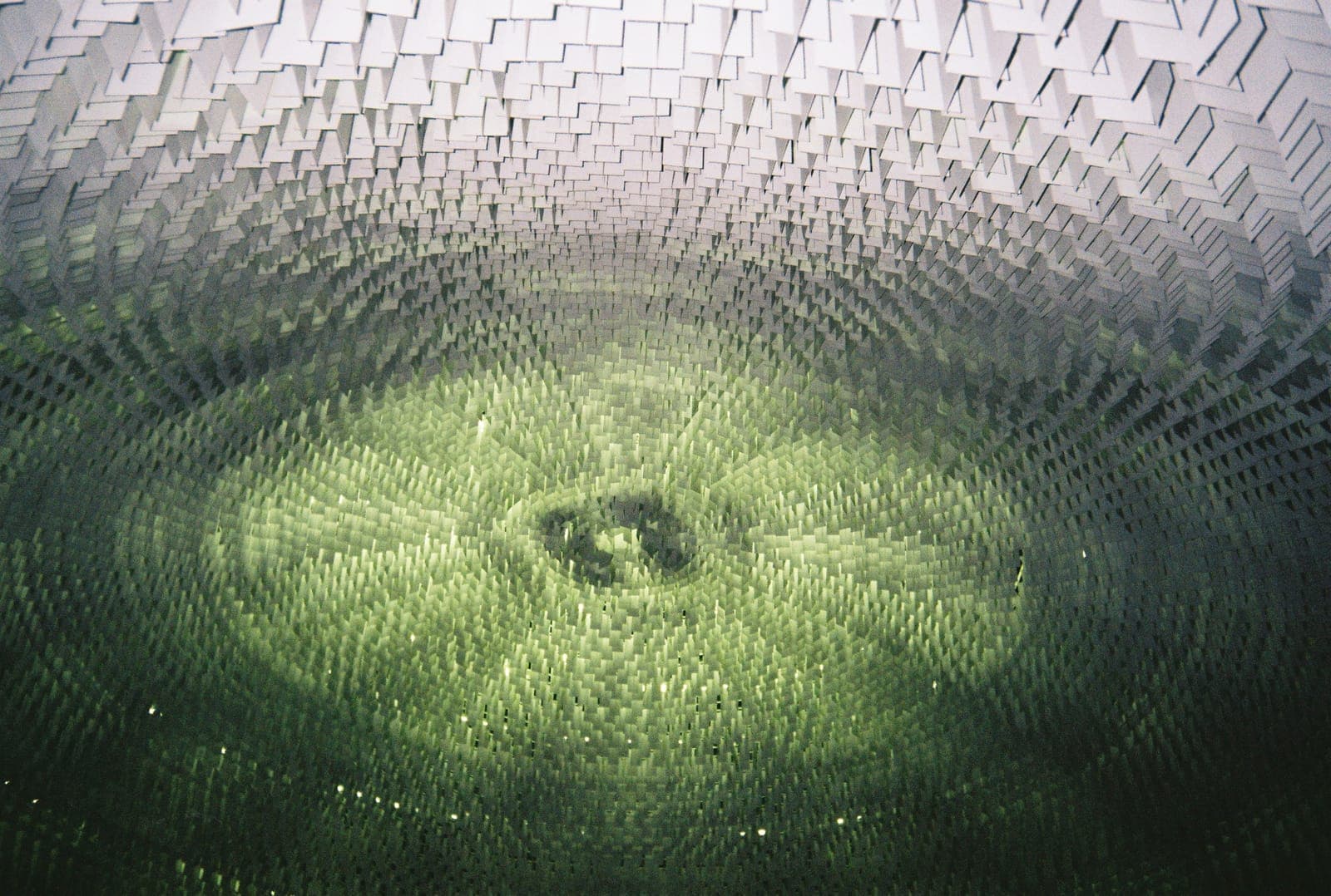 green abstract of a mirrored installation